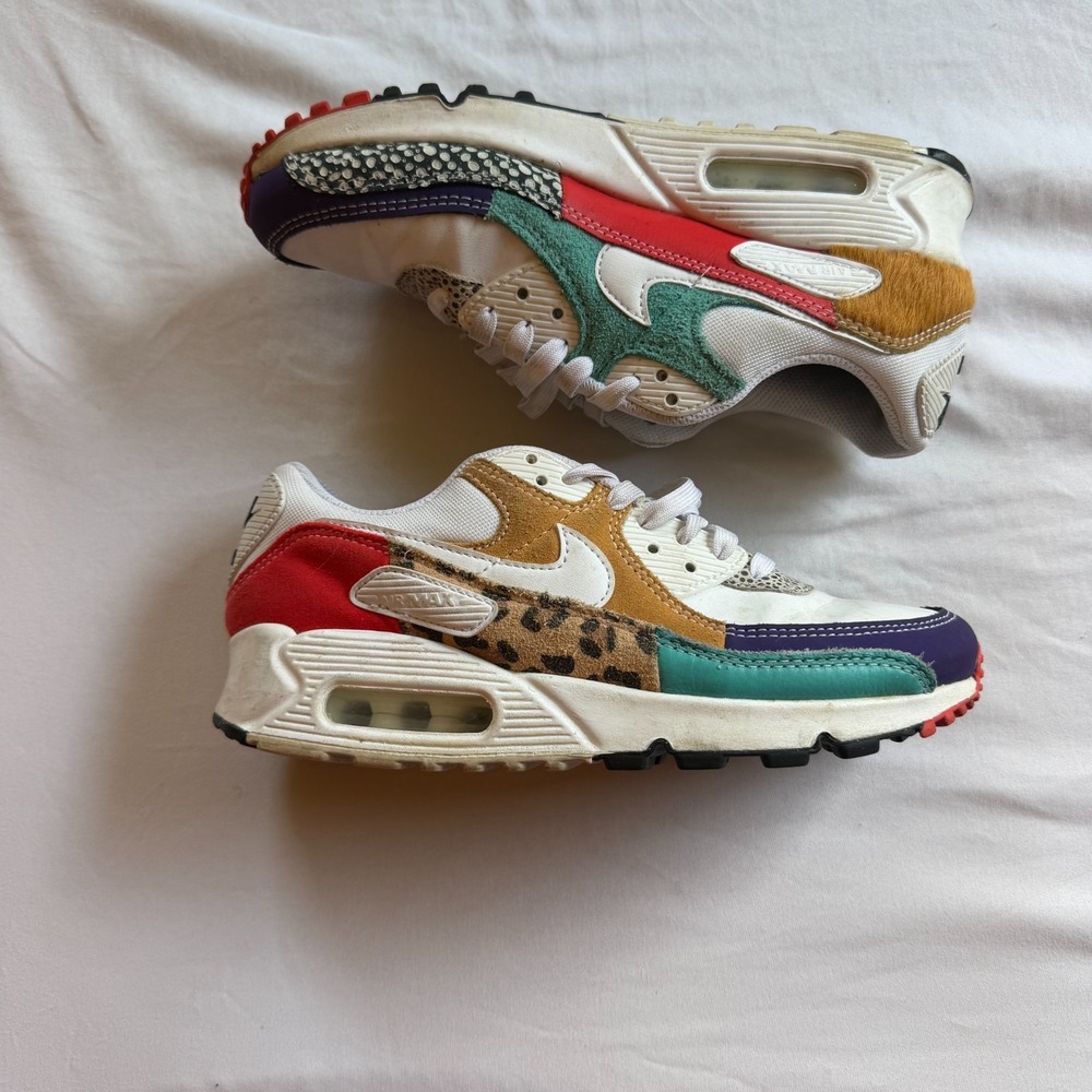 Nike Air Max 90 LX Safari Multi-Color Animal Print Sneakers CV3492-600 Women 7.5